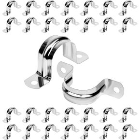 30Pcs 1-1/4 Inch Stainless Steel Conduit Clamps, 2 Hole Strap U Bracket Rigid Pipe Strap, Tension Clips U-Tube Clamp for Pipe Fixing on Various Surfaces