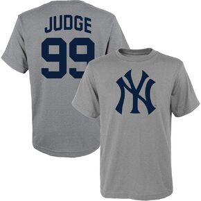 Aaron Judge New York Yankees MLB Kids Youth 8-20 Heather Grey Official Player Name & Number Jersey T-Shirt