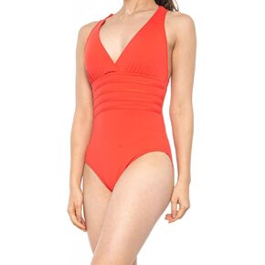 La Blanca Women's Island Goddess Multi Strap Cross Back One Piece Swimsuit (6, Cherry)