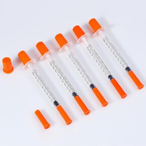 1ml 31G Syringe with 1/4 Inch 6mm, Lab Syringes Tools Individually Wrapped, Pack of 20