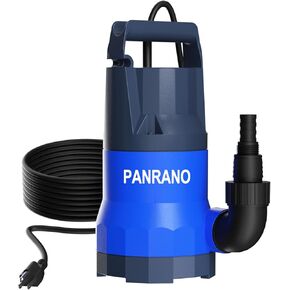 Sump Pump 1 HP 4000 GPH Submersible Water Pump Thermoplastic Electric Utility Pump Portable Water Transfer Pump for Pool Basement Garden Pond with Adapters