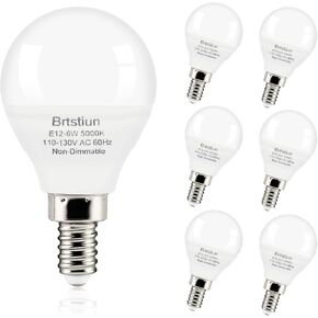 G45 Globe Light Bulbs for Ceiling Fan, E12 LED Ceiling Fan Light Bulbs, 40W Equivalent, Daylight White 5000K, Small Base LED Candelabra Light Bulbs, 600LM, Non-Dimmable, 6-Pack