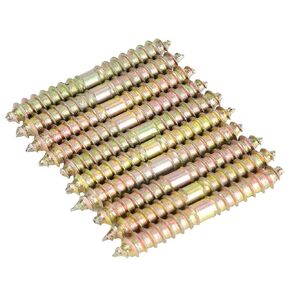 Dowel Screws Double Ended 6mm x 50mm, Furniture Connector Double Wood to 60mmEnded Screw 10pcs 6 * 50mm Dowel Woodworking