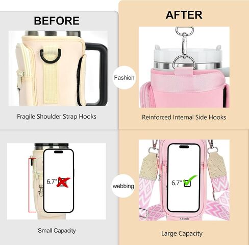 LOKASS Water Bottle Holder with Strap for Stanley Cup 30 oz Tumbler with Handle, Personalized Initial Gift, Water Bottle Carrier Bag with Phone Pocket & Carabiner for Stanley Cup Accessories in Saudi Arabia