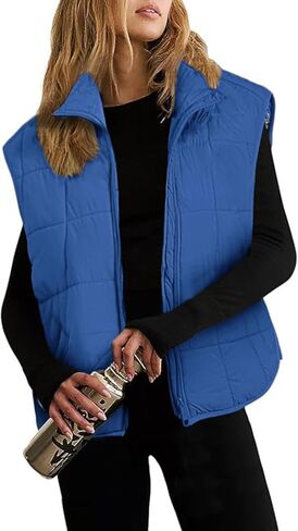 Xiaoxuemeng Puffer Vest Women Lightweight Zip Up Quilted Vest Padded Gilet Sleeveless Jacket with Pockets in Saudi Arabia