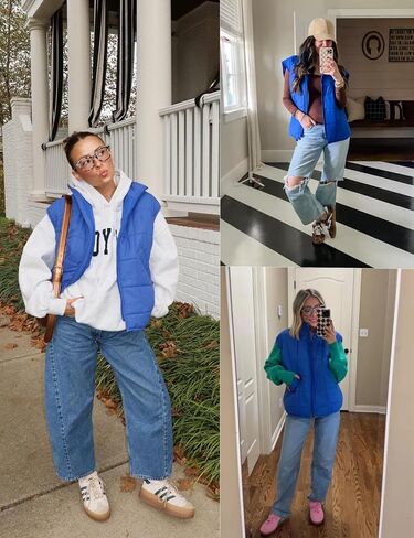 Xiaoxuemeng Puffer Vest Women Lightweight Zip Up Quilted Vest Padded Gilet Sleeveless Jacket with Pockets in Saudi Arabia