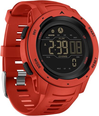 Step Counter Fitness Tracker Watches for Men, Men's Digital Sports Yellow Watch IP68 Waterproof with Pedometer Calorie Dual Time Countdown Stopwatch, Tactical Military Outdoor Survival Hiking in Saudi Arabia