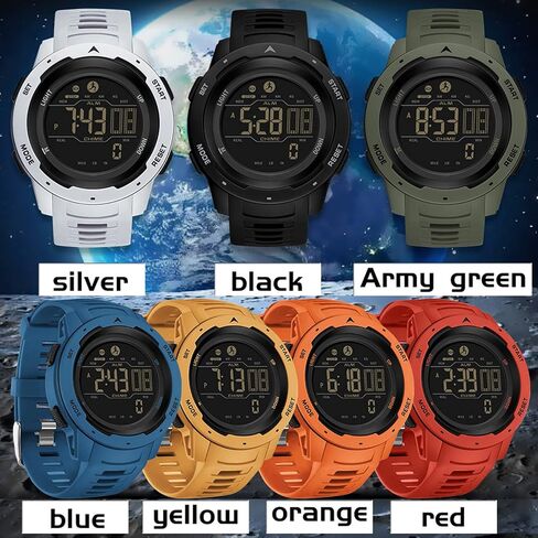 Step Counter Fitness Tracker Watches for Men, Men's Digital Sports Yellow Watch IP68 Waterproof with Pedometer Calorie Dual Time Countdown Stopwatch, Tactical Military Outdoor Survival Hiking in Saudi Arabia