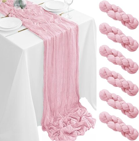 6Pack Baby Blue Cheesecloth Table Runner 35x120Inch Spring Easter Cheese Cloth Table Runner 10FT Boho Gauze Table Runners Rustic Sheer Table Runners for Wedding Bridal Shower Baby Shower Party Decor in Saudi Arabia
