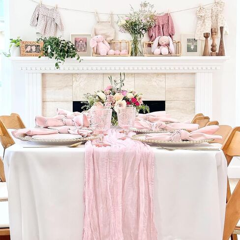6Pack Baby Blue Cheesecloth Table Runner 35x120Inch Spring Easter Cheese Cloth Table Runner 10FT Boho Gauze Table Runners Rustic Sheer Table Runners for Wedding Bridal Shower Baby Shower Party Decor in Saudi Arabia
