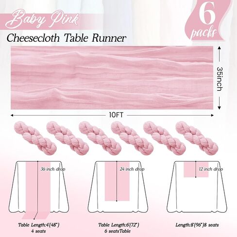 6Pack Baby Blue Cheesecloth Table Runner 35x120Inch Spring Easter Cheese Cloth Table Runner 10FT Boho Gauze Table Runners Rustic Sheer Table Runners for Wedding Bridal Shower Baby Shower Party Decor in Saudi Arabia