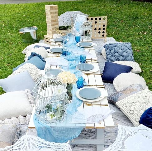 6Pack Baby Blue Cheesecloth Table Runner 35x120Inch Spring Easter Cheese Cloth Table Runner 10FT Boho Gauze Table Runners Rustic Sheer Table Runners for Wedding Bridal Shower Baby Shower Party Decor in Saudi Arabia