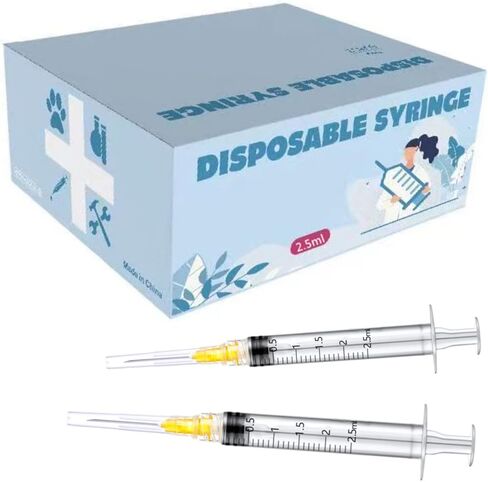 50 Pack 2.5ml/cc Plastic Syringe with 25Ga, Lab Sample Injection Syringes for Industrial Scientific Labs, Liquids Measuring, Ink Refilling, Oil or Glue Applicator in Saudi Arabia