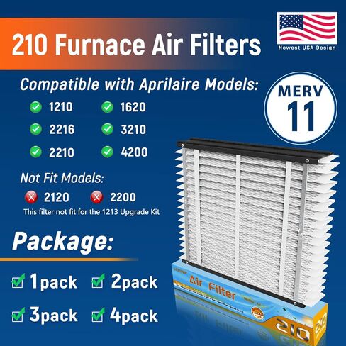 210 Replacement Air Filter MERV 11 Compatible with AprilAire Models 1210, 1620, 2210, 2216, 3210, 4200, 20x25x4 Furnace Filter, 210 Whole House Air Purifiers Replacement Filter - 1 Pack in Saudi Arabia