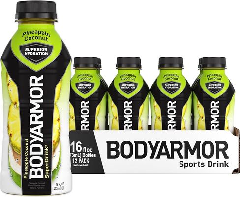 BODYARMOR Sports Drink Sports Beverage, Pineapple Coconut, Natural Flavors With Vitamins, Potassium-Packed Electrolytes, No Preservatives, Perfect For Athletes, 16 Fl Oz (Pack of 12) in Saudi Arabia
