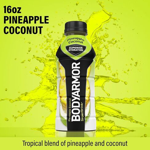 BODYARMOR Sports Drink Sports Beverage, Pineapple Coconut, Natural Flavors With Vitamins, Potassium-Packed Electrolytes, No Preservatives, Perfect For Athletes, 16 Fl Oz (Pack of 12) in Saudi Arabia
