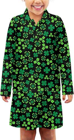 Remimi Girls Mardi Gras Striped Dresses Long Sleeve Polo Dress 5-14 Years in Saudi Arabia