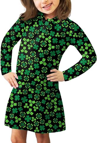 Remimi Girls Mardi Gras Striped Dresses Long Sleeve Polo Dress 5-14 Years in Saudi Arabia