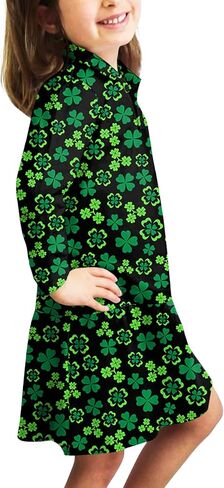 Remimi Girls Mardi Gras Striped Dresses Long Sleeve Polo Dress 5-14 Years in Saudi Arabia