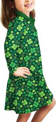 Remimi Girls Mardi Gras Striped Dresses Long Sleeve Polo Dress 5-14 Years in Saudi Arabia