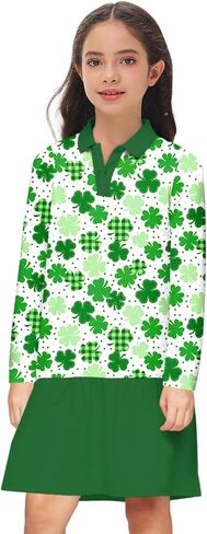 Remimi Girls Mardi Gras Striped Dresses Long Sleeve Polo Dress 5-14 Years in Saudi Arabia
