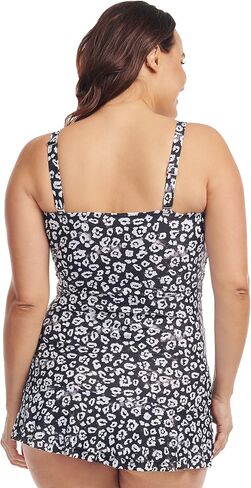 Women's Plus Size One Piece Swimdress Ruffle Skirt Retro Pin Up Swimwear Ruched Swimsuit Tummy Control Bathing Suit in Saudi Arabia