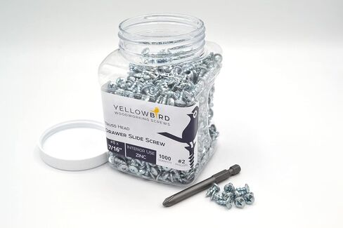 رأس تروس Yellowbird #8 × 7/16 بوصة - برغي منزلق لدرج محمل كروي - زنك فيليبس - لقمة متضمنة - 1000 قيراط. in Kuwait