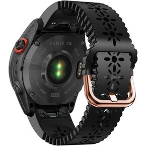 Abanen Lace Silicone Watch Bands for Garmin Fenix 7S / Fenix 6S / Fenix 5S / Instinct 2S, Quick Fit 20mm Soft Silicone Sport Hollowed-out Slim Wrist Strap for epix Pro 42mm