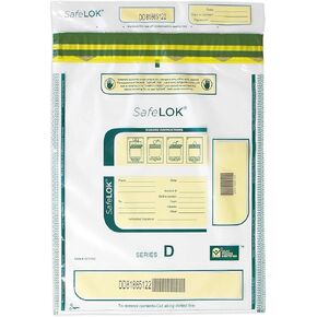 ControlTek SafeLok مقاس 12 بوصة × 16 بوصة، شفاف، 100 كيس، أكياس إيداع واضحة للتلاعب، التعامل مع العملات النقدية والأشياء الثمينة، الرطوبة، الحرارة، كشف البرد، إيصال تمزيق + رموز شريطية كبيرة 585093