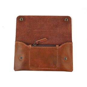 Leather Currency Pouch, Currency Organiser, Dollar Bills Holder, Bills Organizer, Money Envelope with Mobile Pocket, Money Bag For Men & Women (TAN)
