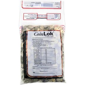 Controltek CoinLok 10" x 19", Clear, 50 Bags, Tamper Resistant Coin Bag, Cash Register Money Bag for Bank Deposit, Security Bags Hold Up To 25lbs of Coins 585099