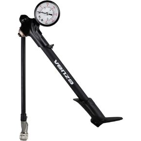 VENZO Bike Bicycle 300 PSI High Pressure Dual Double Face with Gauge Fork Shock Rear Suspension Mini Air Pump for Mountain MTB Downhill Fork - No Air Loss Nozzle