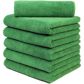 مناشف تنظيف تيري من الألياف الدقيقة لجميع الأغراض من كاركاريز - درجة تجارية، عالية الامتصاص، خالية من الوبر، خالية من الخطوط، مطابخ، حمامات، مكاتب، 380 جرامًا للمتر المربع، 16 بوصة × 16 بوصة (أخضر، 6) in Kuwait