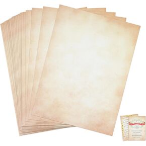 100 Sheets of Parchment Paper for Writting printing,Old Looking Vintage Design Stationery Vintage Letter Writting Paper for Invitation,Letter,Resume,Art,Double Sided