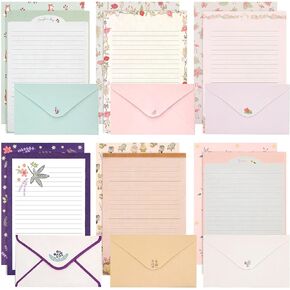Stationary Paper and Envelopes Set, 36 PCS Lined Stationary Writing Paper with 18 PCS Matching Envelopes, Fresh Floral Style Letter Writing Paper for Invitations Gifts Holiday Wishes