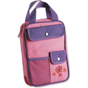 Butterfly Bible Cover for Girls, Bible Organizer, Zippered, with Handle, Canvas, Pink/Purple, Medium