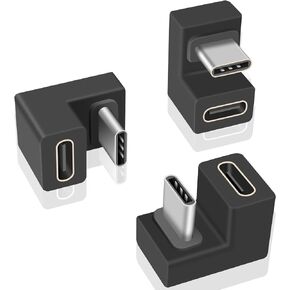 محول Poyiccot USB C U، (3 عبوات) محول USB C 180 درجة، محول تمديد USB C إلى USB C بسرعة 10 جيجابت في الثانية (Type-C 3.1 Gen 2) للهاتف المحمول والكمبيوتر المحمول