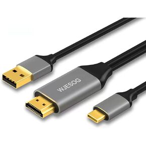 HDMI to USB C Adapter Cable 6.6ft 4K@60Hz with USB Power Adapter,HDMI Male to Type C Male Converter Support Touch for New MacBook Pro,Mac Air,Nreal Air VR