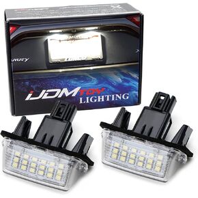 iJDMTOY OEM-Fit 3W Full LED License Plate Light Kit Compatible with Toyota Camry Highlander Prius C Avalon Yaris, Powered by 18-SMD Xenon White LED