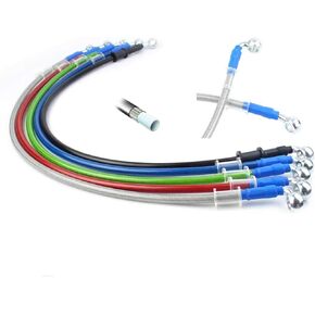 400-2400mm AN3 1/8inch 28 90 Degree M10 Motorcycle Hydraulic Brake Line Oil Hose Pipe Fitting Stainless Steel Braided for ATV Motorcycle Motocross Pit Dirt Street Racing bike - 1400mm Blue