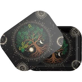 Small Metal Tray with Magnetic Lid, Decorative Tray, Ideal Storage for Home or Travel,Black,7 x 5.5 Inches