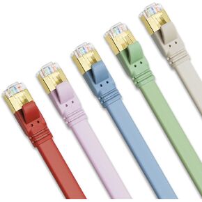 Yauhody CAT 8 Ethernet Cable 3ft (5 Pack) Morandi Colors, High Speed Cat8 Cable Flat 40Gbps 2000MHz Internet Network RJ45 LAN SFTP Patch Cable Cord for Gaming/PS5/PS4/PC/Router/Modem/Hub(3ft 5Pack)