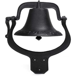MYOYAY 14'' Large Heavy Cast Iron Dinner Bell Antique Vintage Style Farmhouse Door Bell for Outdoor Garden Backyard Liberty Farm Church School