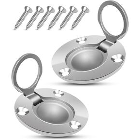 1.97" Boat Ring Hatch Round Flush Pull Latch, Stainless Steel 316 Boat Slam Latch 50mm Marine Deck Lift Ring Locker Recessed Pull Handle, Hardware for Boat Locker Window Drawer Cupboard 2 Pcs