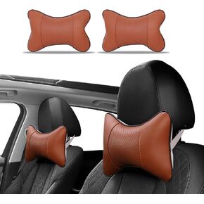 Car Seat Pillow, Car Neck Pillow, Car Seat Neck Support Pillow, Car Neck Pillows Headrest, Soft Leather Headrest, Car Headrest Pillow Suitable for Driving Office Home (Black)