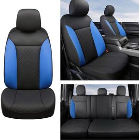 GIANT PANDA Full Set Car Seat Covers Customized Fit 2009-2021 Ford F150 and 2017-2021 F250 F350 F450 Super Crew/Crew Cab Pickup Trucks, Front and Rear Seats Fabric Protectors (Black)