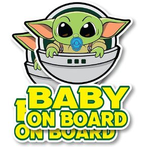 Super Cute 2 Pack Baby Yoda On Board (5 x 4.2 inches) – Vinyl Decal Stickers for Car,Refrigerator,Luggage,Vehicle,Window,Bumper,Laptop,MacBook
