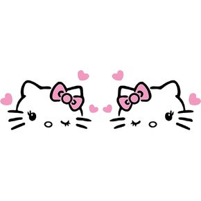 Hello Kitty with Hearts Rearview Mirror Sticker Vinyl Decal for Bumper & Car Window Sticker for Cars, Laptops, MacBook Trucks and More - Colour - Black n Pink - Size - 4.4" x 2.6"