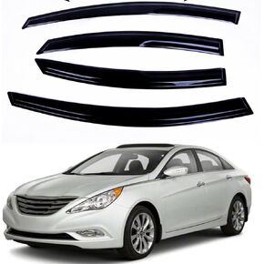 يناسب مجموعة واقي نافذة الدخان الآمن من الأكريليك لسيارة Hyundai Sonata 2011-2014 - حماية من الشمس والمطر وفتحة التهوية، طقم حماية عاكس النافذة مكون من 4 قطع