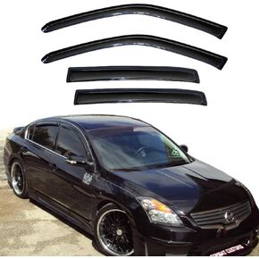 94627 Side Window Visor Wind Vent Deflector fit for 2000-2004 Nissan Frontier Crew Cab with 4 Full Size Doors,4pc Outside Mount Style Nice Sun Rain Guards Set